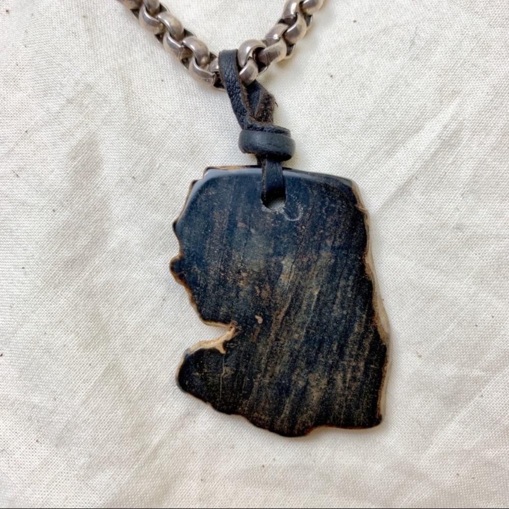Petrified Wood Necklace Silver Rollo Chain - Picture 9 of 16